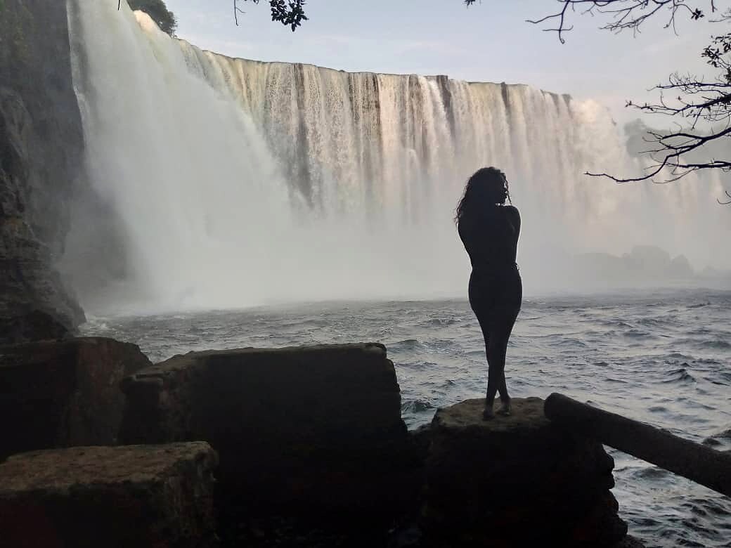 Agnes Tembo enjoying the Chasing Waterfalls Northern Zambia camping trip