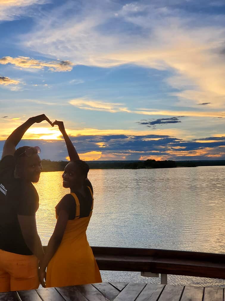 Pauline Saviye enjoying an MV Makumbi sunset cruise in Livingstone